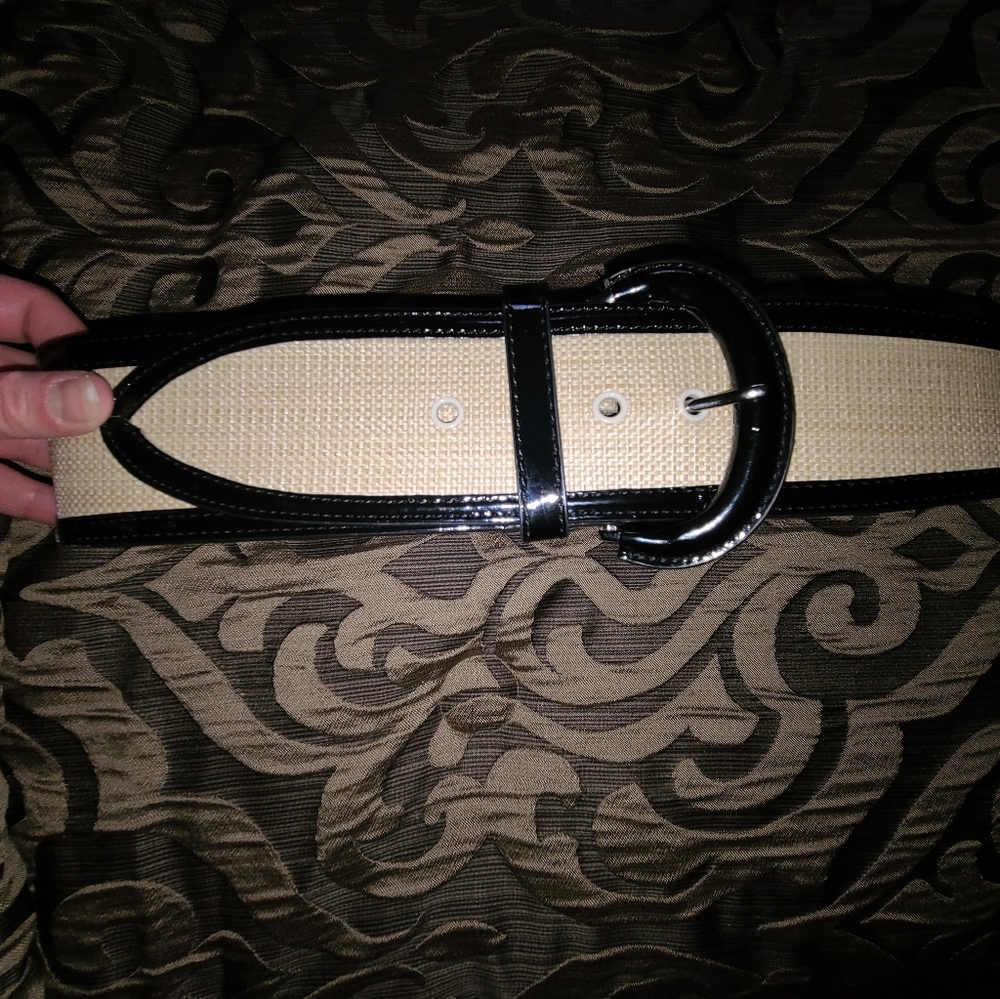 Black and basket weave belt